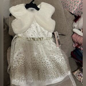 NWT White and Gold dress 3T